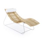 Chaise longue d'extérieur empilable en teck Made in Italy avec coussin - Haylin Viadurini