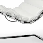 Chaise Longue en Acier Chromé avec Assise en Cuir Fabriquée en Italie - Diamond Viadurini