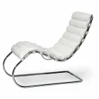 Chaise Longue en Acier Chromé avec Assise en Cuir Fabriquée en Italie - Diamond Viadurini