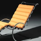 Chaise Longue en Cuir avec Structure en Acier Chromé Made in Italy - Beyrouth Viadurini