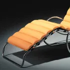 Chaise Longue en Cuir avec Structure en Acier Chromé Made in Italy - Beyrouth Viadurini