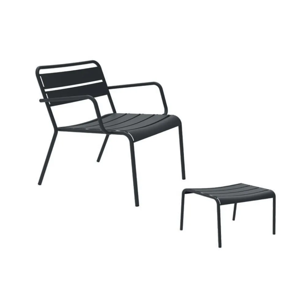 Chaise longue d'extérieur avec repose-pieds en métal Made in Italy - Amina Viadurini