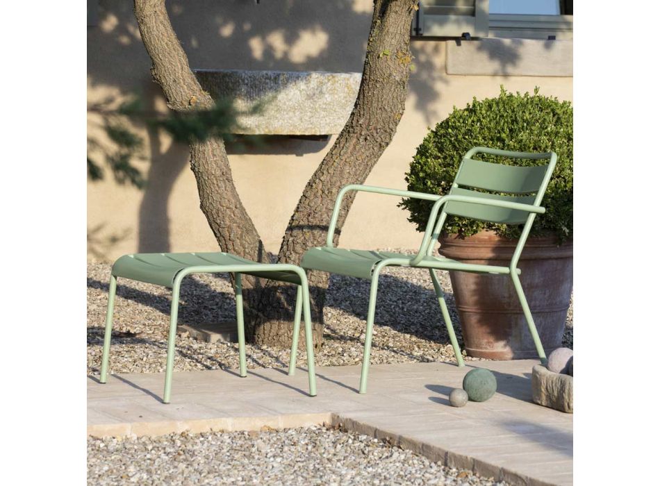Chaise longue d'extérieur avec repose-pieds en métal Made in Italy - Amina Viadurini