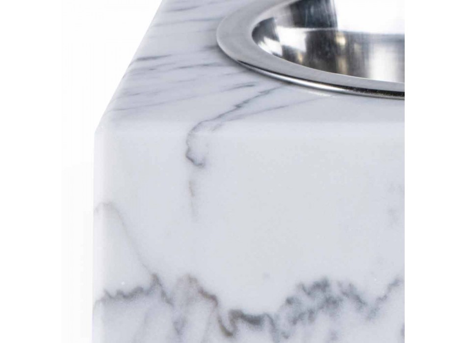 Bol pour chiens et chats en marbre blanc de Carrare fabriqué en Italie - Ciotta Viadurini