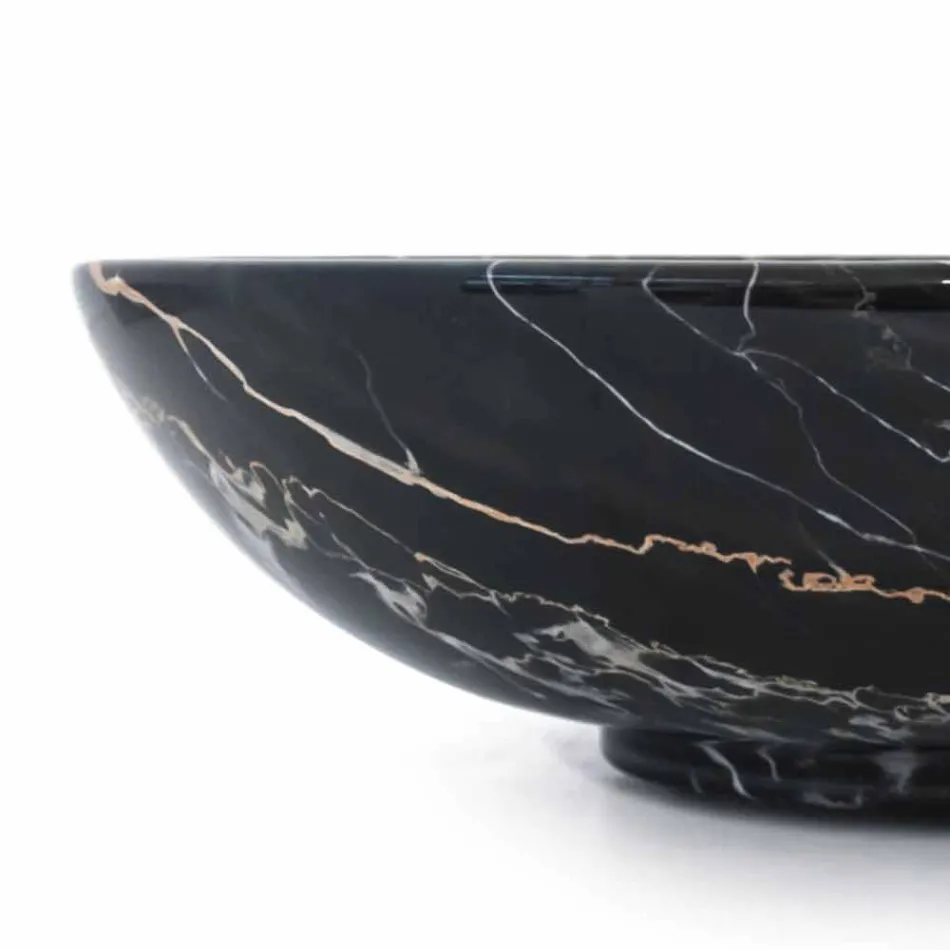 Grand bol rond en marbre Portoro ou Paonazzo fabriqué en Italie - Glazer Viadurini