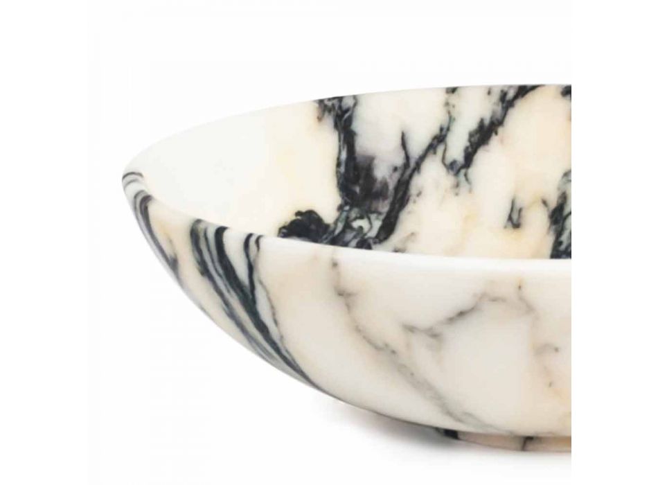 Grand bol rond en marbre Portoro ou Paonazzo fabriqué en Italie - Glazer Viadurini