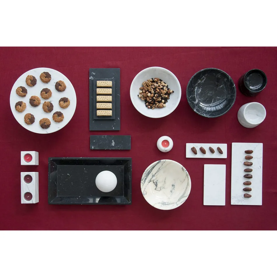 Coupe à fruits en marbre Portoro, Marquinia ou Paonazzo Made in Italy - Fruit Viadurini