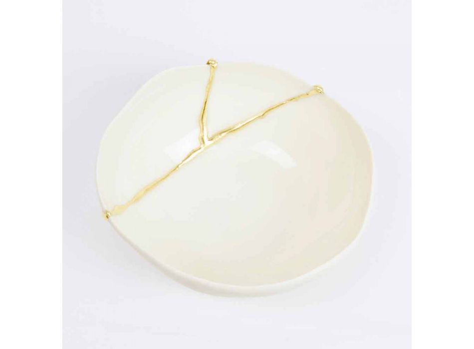 Bols en porcelaine blanche et feuille d'or design de luxe italien - Cicatroro