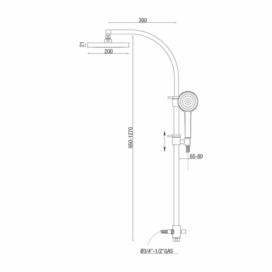 Colonne de douche avec inverseur et pomme de douche carrée Made in Italy - Argent Viadurini