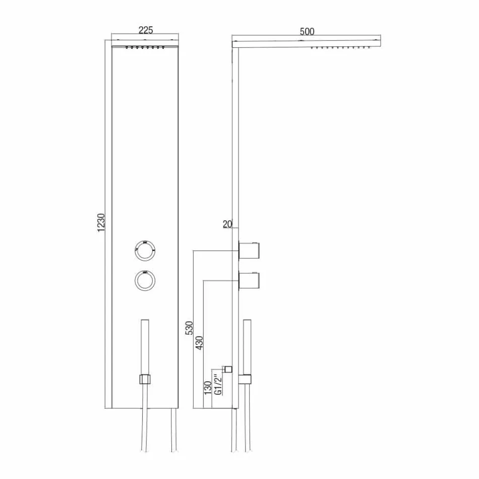 Colonne de douche thermostatique murale en acier inoxydable chromé Made in Italy - Pampo Viadurini