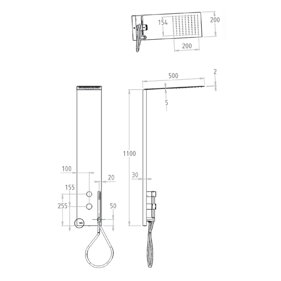 Colonne de douche en acier avec pommeau de douche effet pluie Made in Italy - Sailor Viadurini