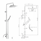 Colonne de douche en laiton avec pomme de douche et douchette à main en ABS Made in Italy - Lesio Viadurini