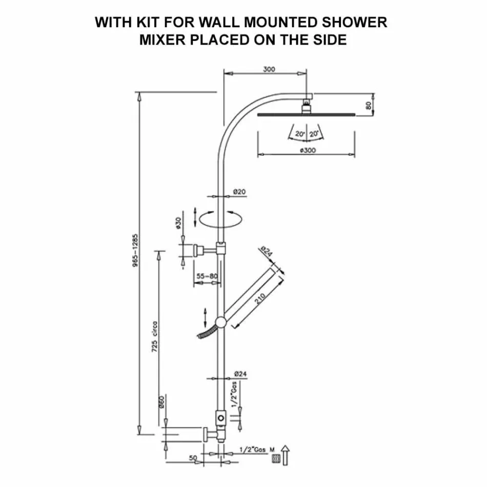 Colonne de douche en laiton avec pomme de douche ronde en acier Made in Italy - Kennedy Viadurini