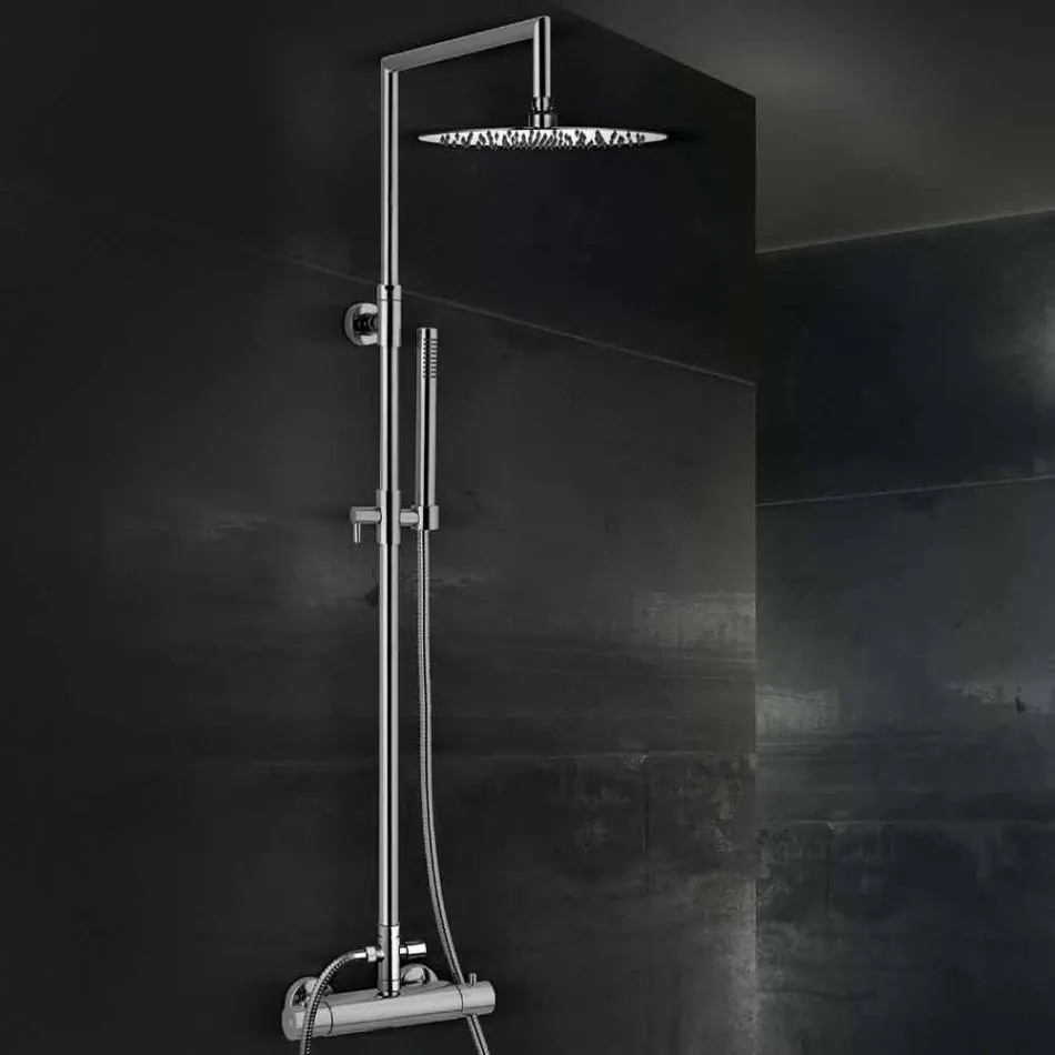 Colonne de douche en laiton avec pomme de douche ronde ultra-mince Made in Italy - Merio Viadurini