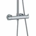 Colonne de douche en laiton chromé avec flexible et douchette fabriquée en Italie - Griso Viadurini