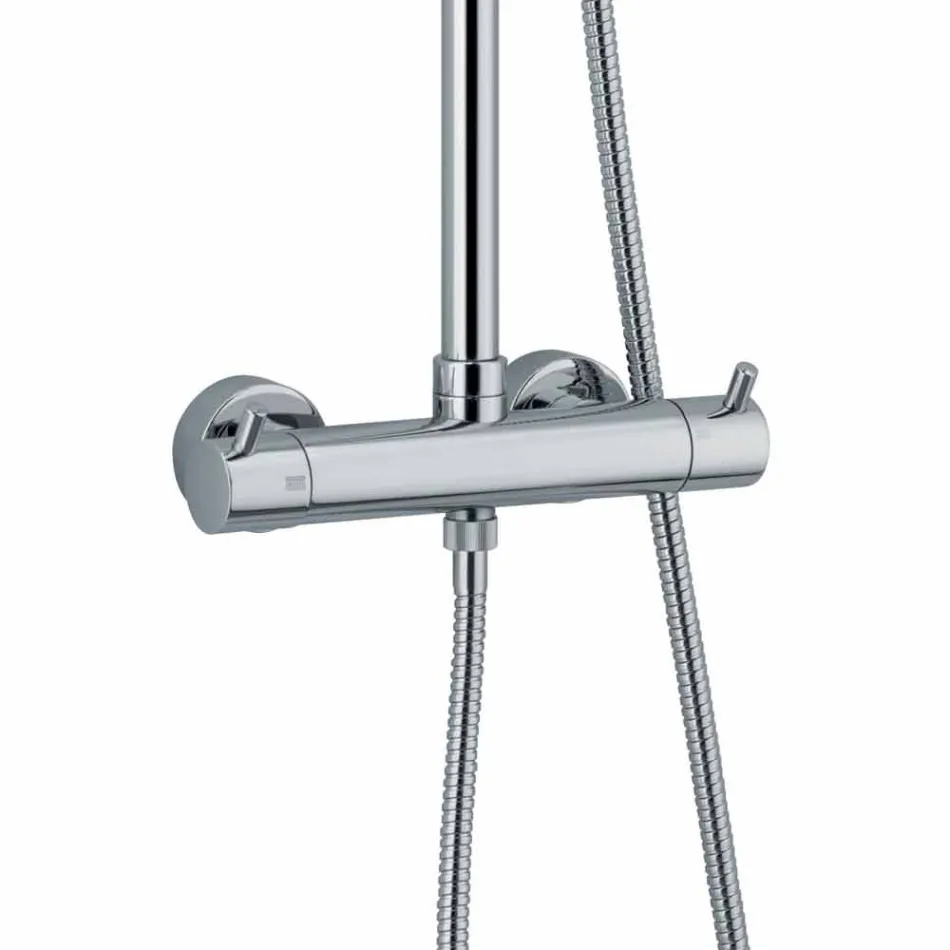 Colonne de douche en laiton chromé avec flexible et douchette fabriquée en Italie - Griso Viadurini