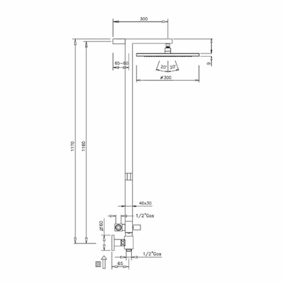 Colonne de douche en laiton chromé avec pomme de douche en acier Made in Italy - Marlo Viadurini