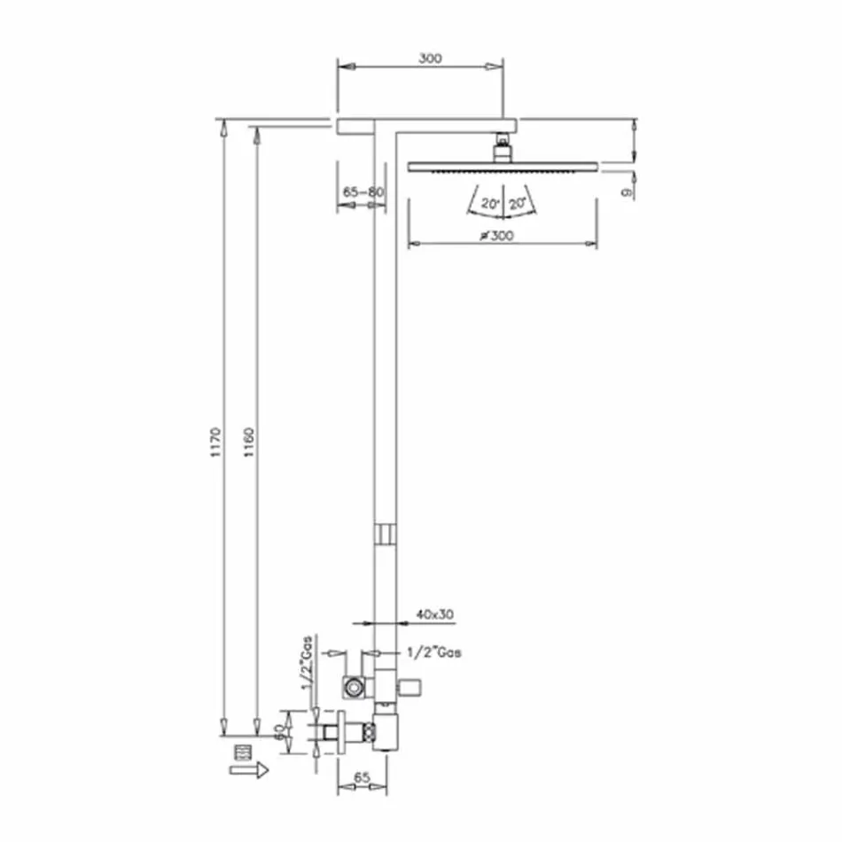 Colonne de douche en laiton chromé avec pomme de douche en acier Made in Italy - Marlo Viadurini