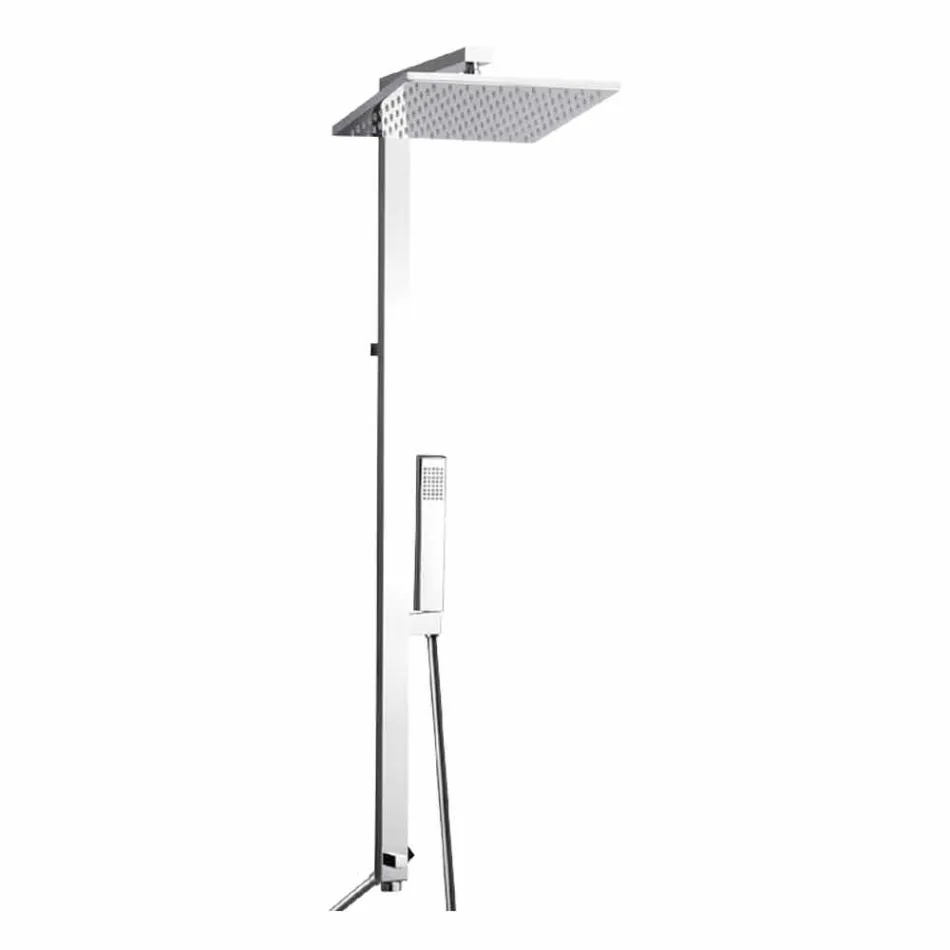 Colonne de douche en laiton chromé avec pomme de douche en acier Made in Italy - Marlo Viadurini