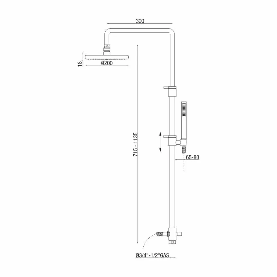 Colonne de douche télescopique et réglable en laiton chromé Made in Italy - Naspo Viadurini