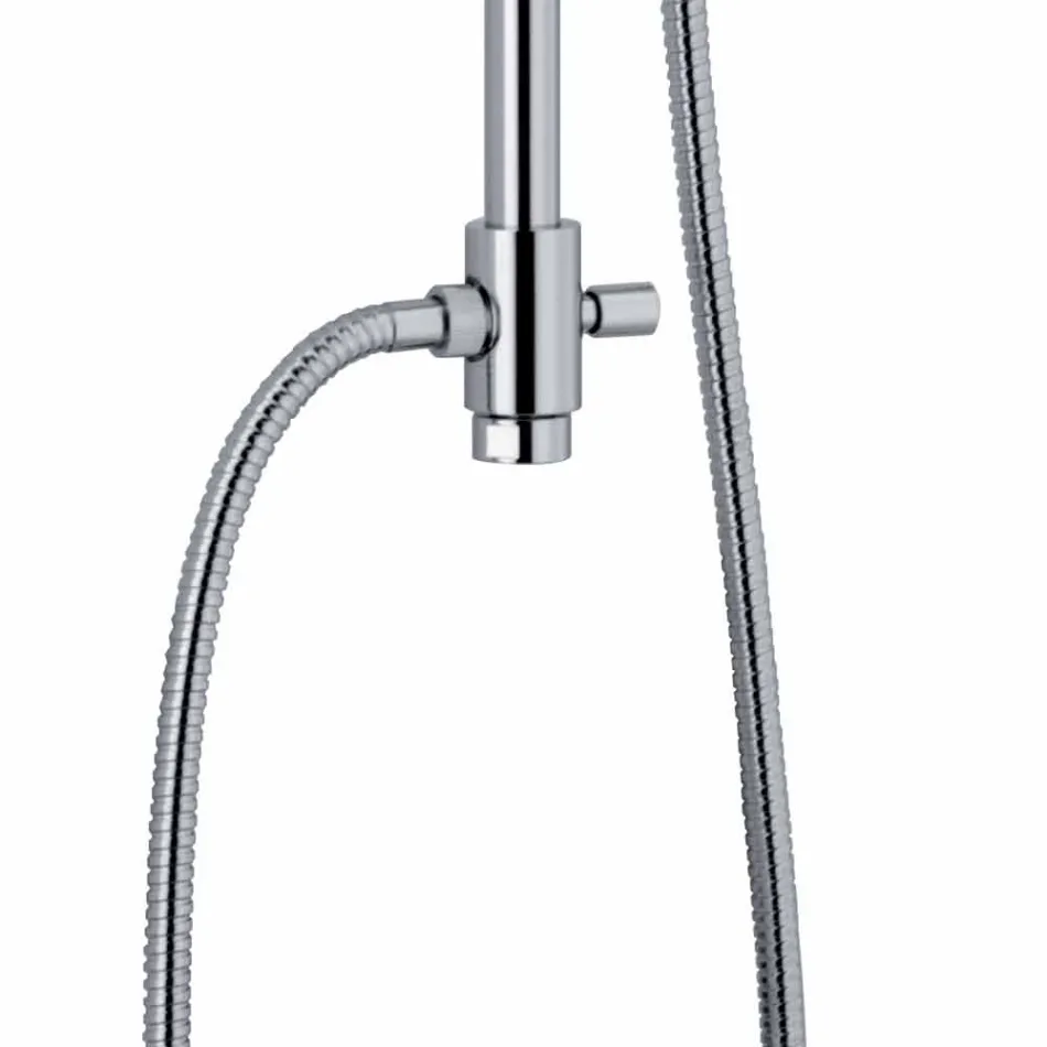 Colonne de douche télescopique en laiton avec pomme de douche ronde Made in Italy - Lenio Viadurini