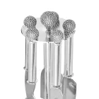 Couteaux à Fromage en Métal Argenté avec Cristaux 5 Pièces - Marfio Viadurini