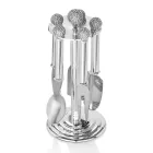 Couteaux à Fromage en Métal Argenté avec Cristaux 5 Pièces - Marfio Viadurini