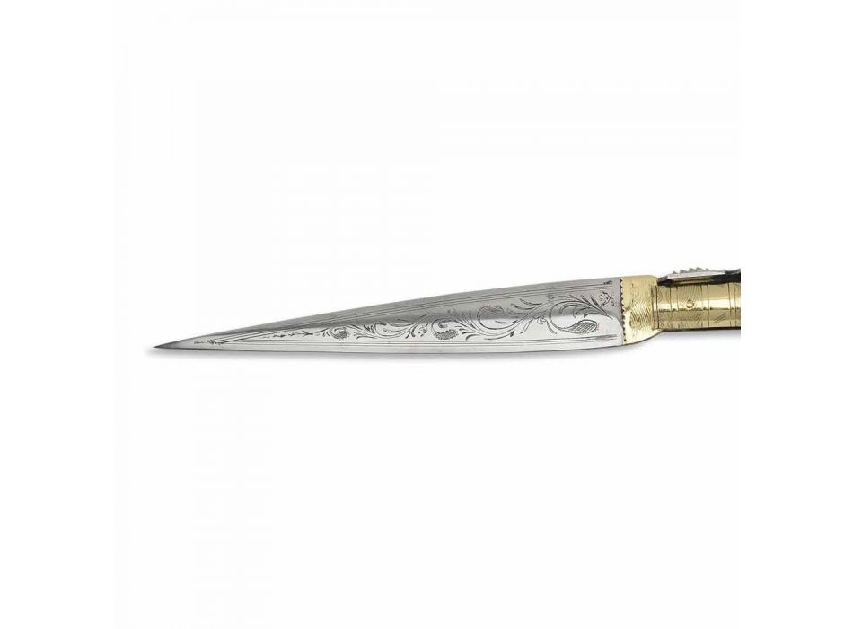 Couteau Séville Navaja avec lame gravée en acier fabriqué en Italie - Séville Viadurini