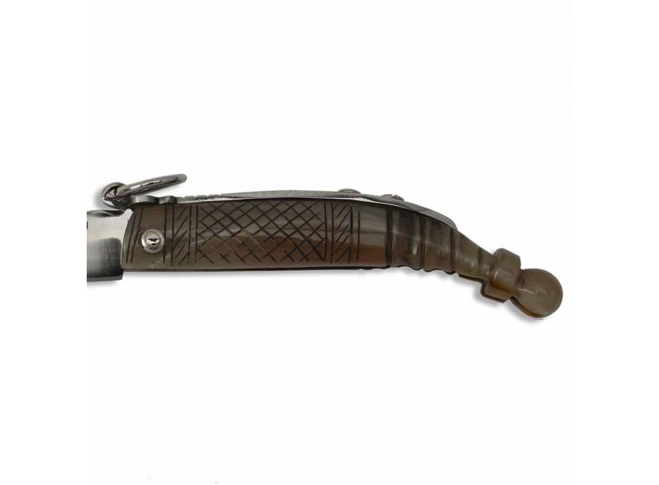 Couteau romain fabriqué à la main avec fermeture à ressort à cliquet Fabriqué en Italie - Roman Viadurini