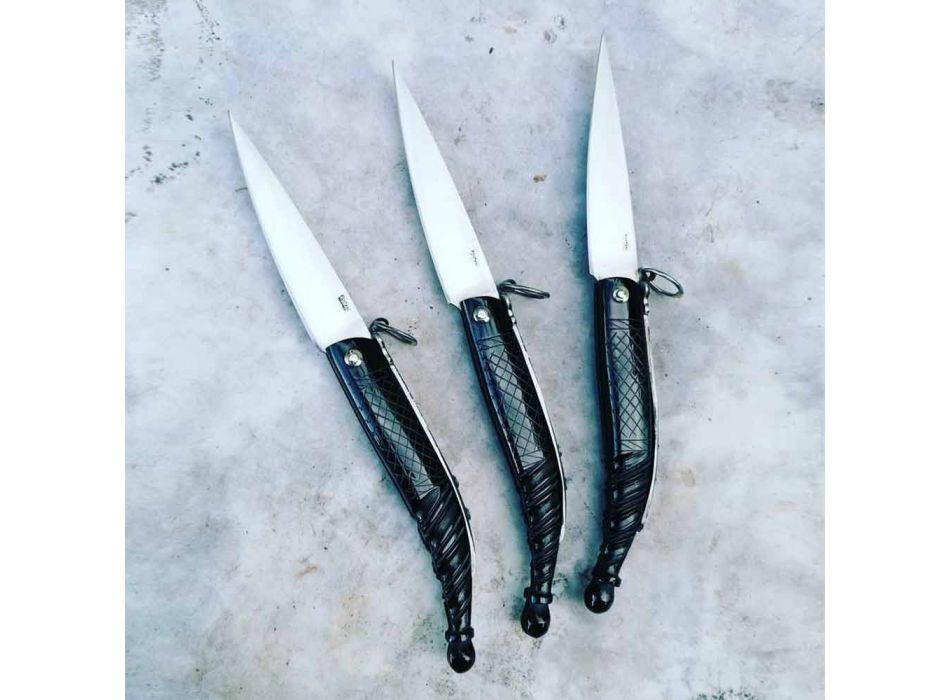 Couteau romain fabriqué à la main avec fermeture à ressort à cliquet Fabriqué en Italie - Roman Viadurini