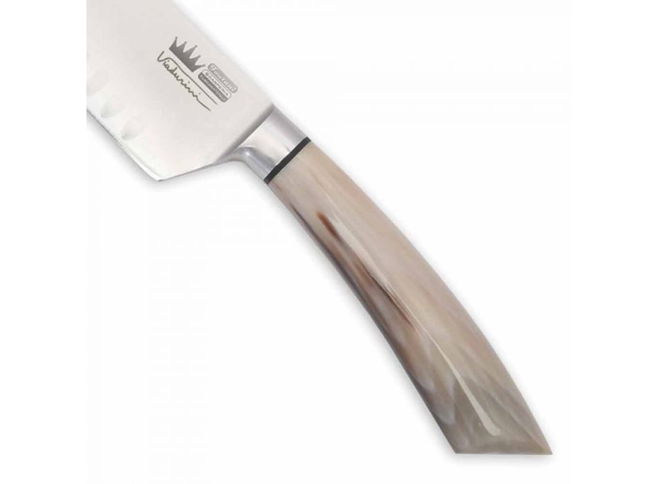 Couteau Santoku artisanal avec manche en corne ou en bois Made in Italy - Toki Viadurini