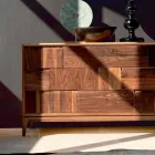Commode 3 tiroirs design moderne en noyer massif, Nino Viadurini