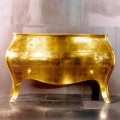 Commode 3 tiroirs en bois massif doré design, produit italien Giotto