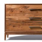 Commode 3 tiroirs de style moderne en noyer, L 131 x P 55 x H 80 cm, Sandro Viadurini