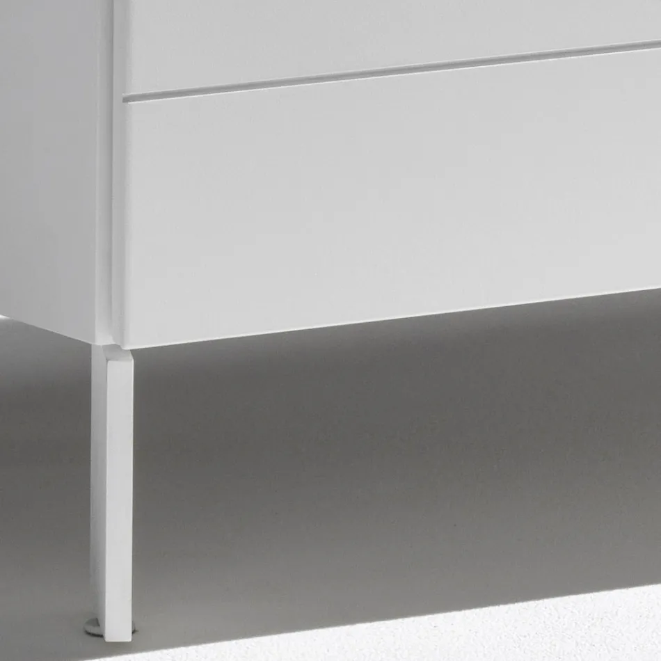 Commode à 3 tiroirs en panneaux de particules de bois peints - Gemelli Viadurini