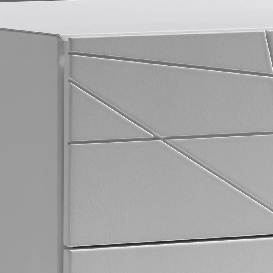 Commode à 3 tiroirs en panneaux de particules de bois peints - Gemelli Viadurini