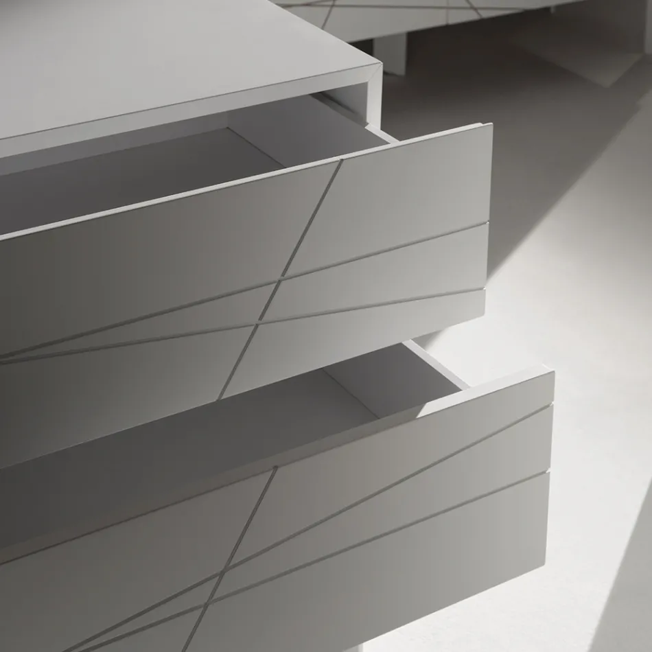 Commode à 3 tiroirs en panneaux de particules de bois peints - Gemelli Viadurini