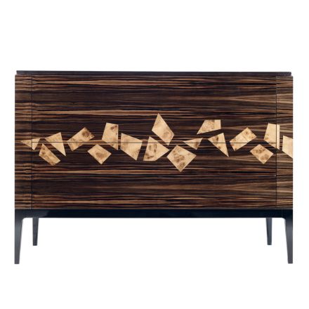Commode design italien Grilli Zarafa 4 tiroirs en bois d'ébène  Viadurini