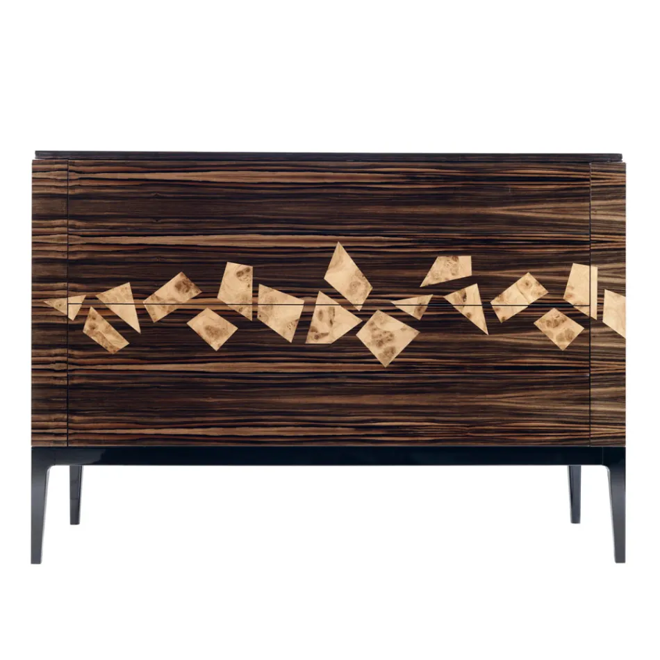 Commode design italien Grilli Zarafa 4 tiroirs en bois d'ébène  Viadurini