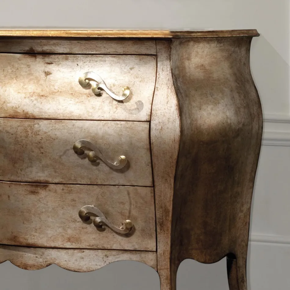 Commode en latté de tilleul avec 3 tiroirs fabriquée en Italie - Bled Viadurini