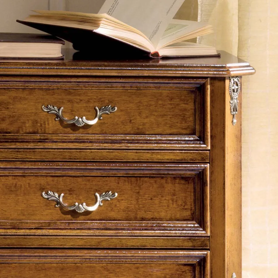 Table de chevet de chambre en bois de noyer 3 tiroirs Made in Italy - Richard Viadurini