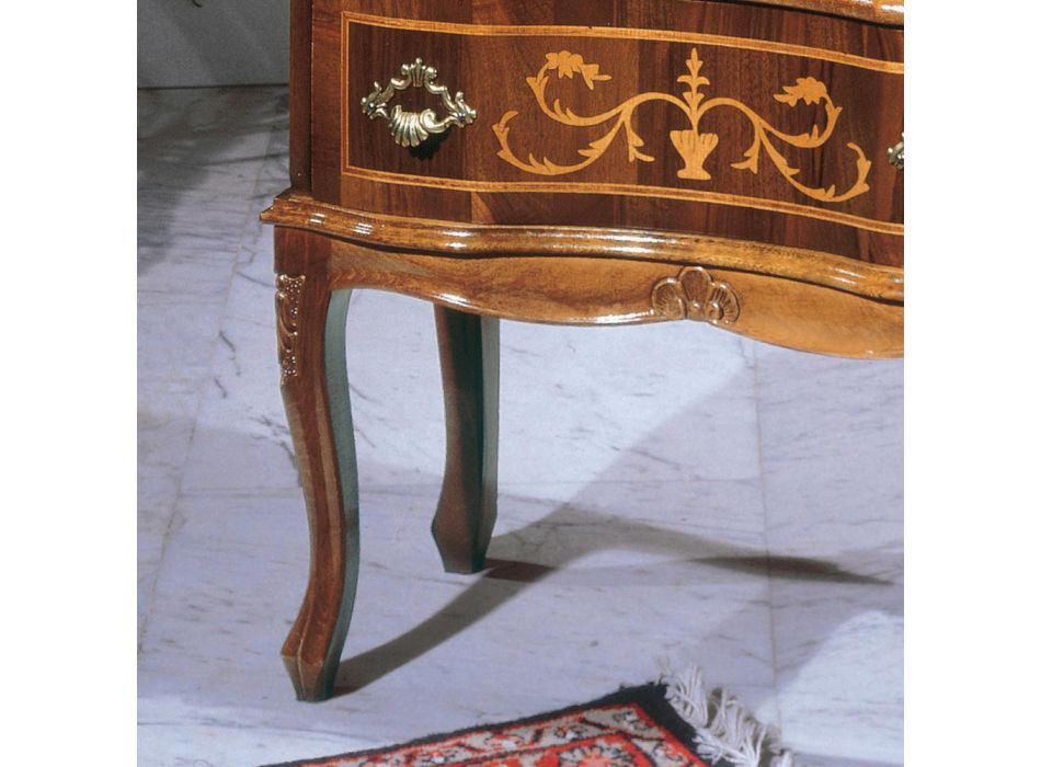 Table de chevet classique en bois de noyer avec tiroirs Made in Italy - Élégant Viadurini