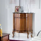 Table de chevet classique porte et tiroir en bois marqueté Made in Italy - Leonor Viadurini