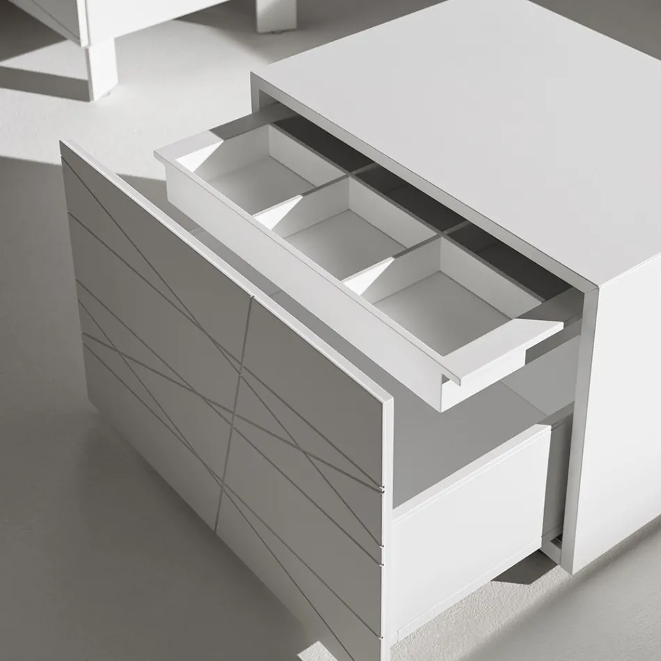 Table de chevet à 1 tiroir en aggloméré peint - Leone Viadurini