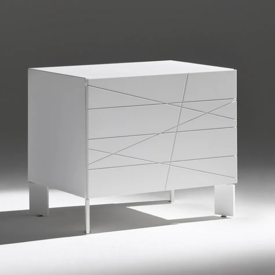 Table de chevet à 1 tiroir en aggloméré peint - Leone Viadurini