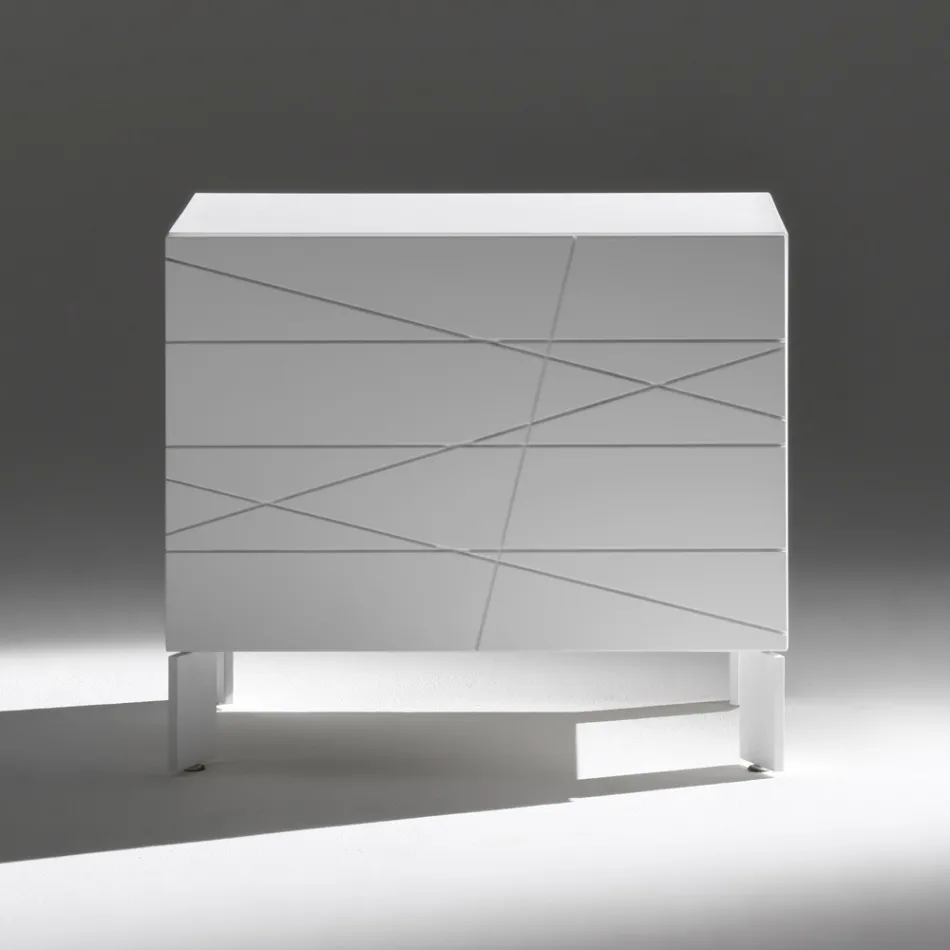 Table de chevet à 1 tiroir en aggloméré peint - Leone Viadurini