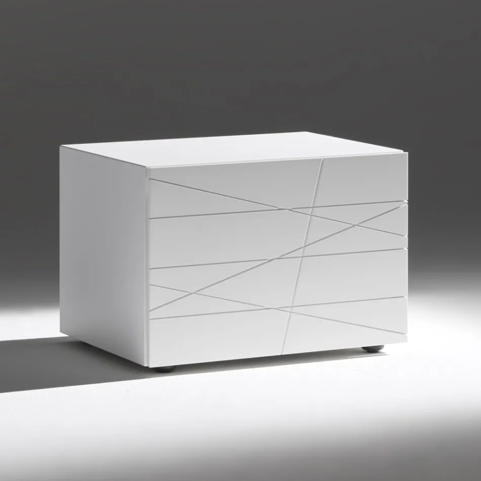 Table de chevet à 1 tiroir en aggloméré peint - Leone Viadurini