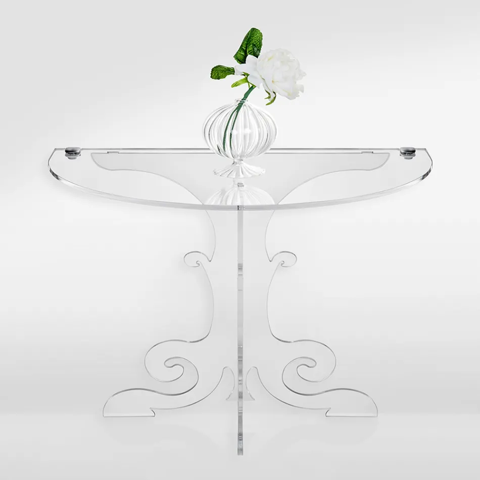 Table de chevet design classique, en cristal acrylique et PMMA Tiana Viadurini