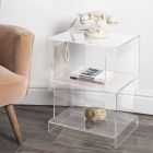Table de chevet design moderne en cristal acrylique transparent avec étagère - Icaria Viadurini