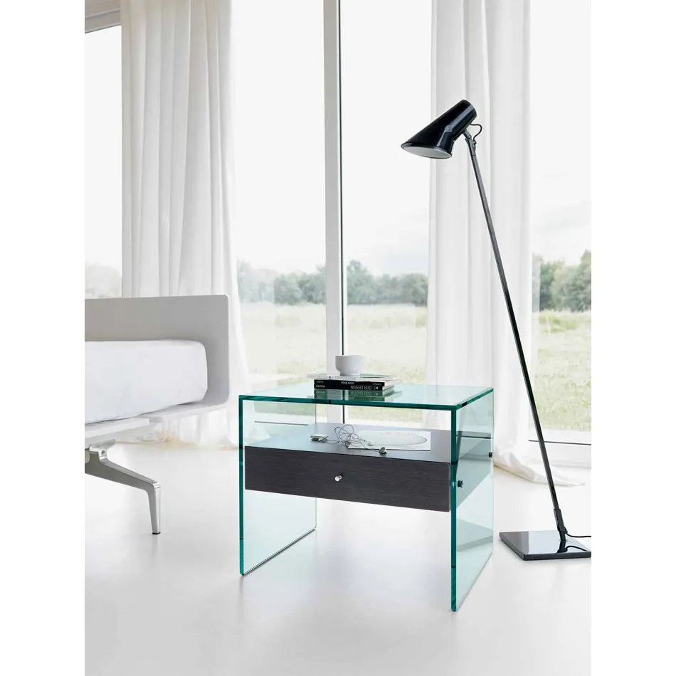 Table de chevet design moderne en verre extra-clair Made in Italy - Secret Viadurini